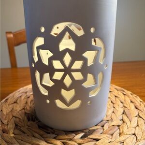 Crate&Barrel White Cutout Candle Holder